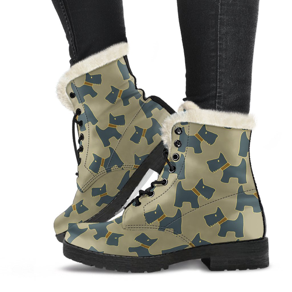 Dog Westie Pattern Print Comfy Winter Boots-grizzshop