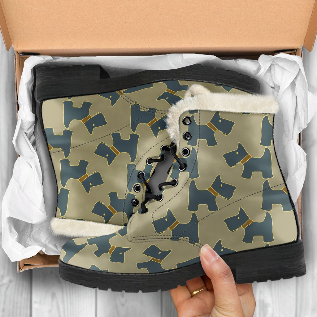 Dog Westie Pattern Print Comfy Winter Boots-grizzshop