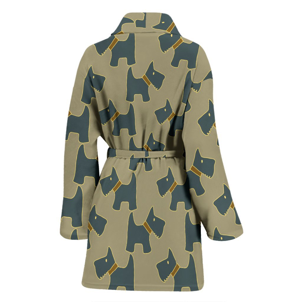 Dog Westie Pattern Print Women Long Robe-grizzshop