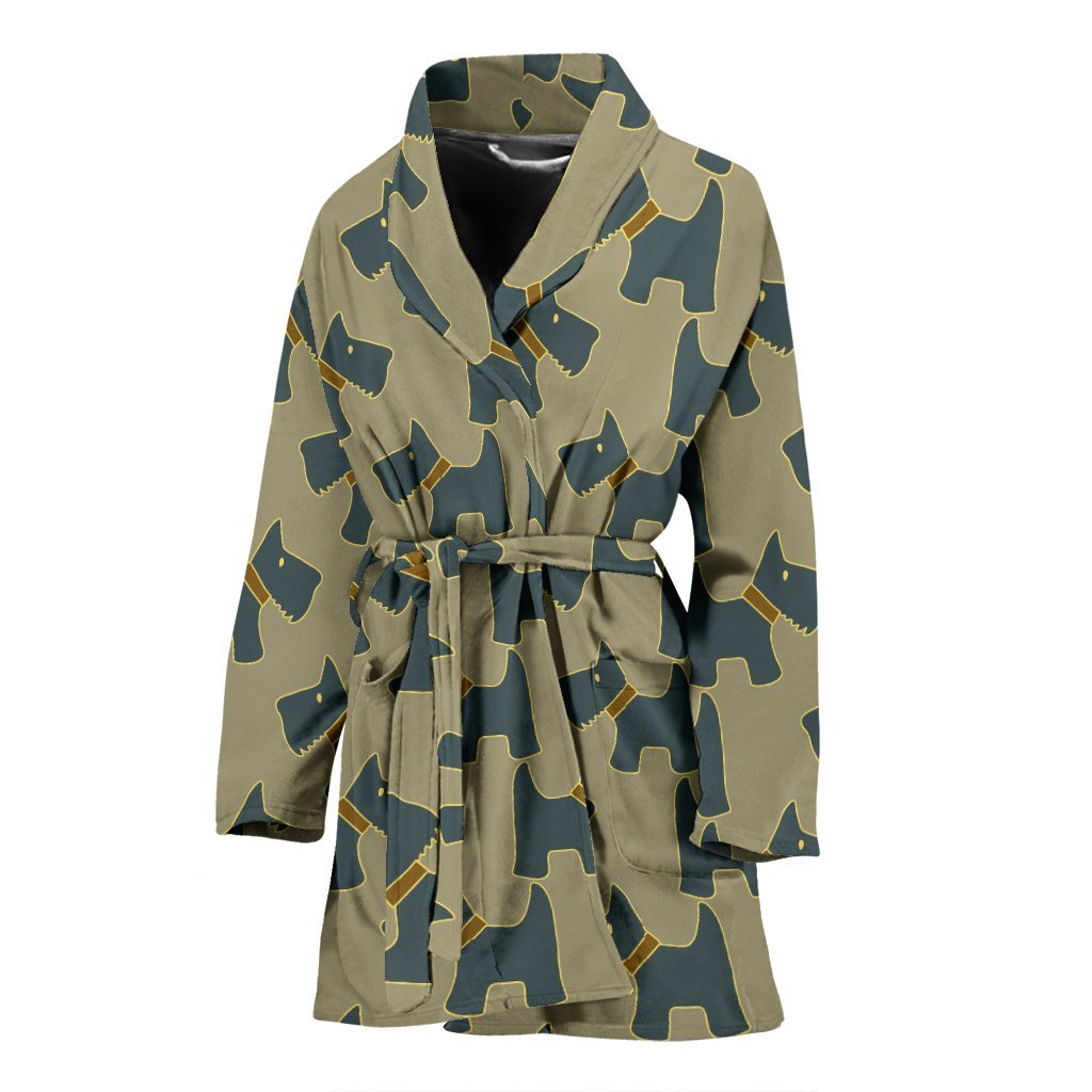 Dog Westie Pattern Print Women Long Robe-grizzshop