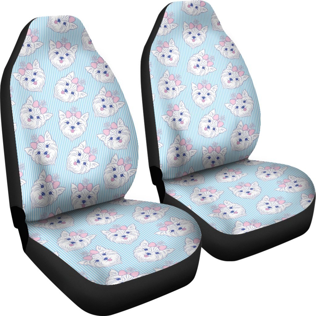 Dog Yorkshire Terrier Puppy Pattern Print Universal Fit Car Seat Cover-grizzshop