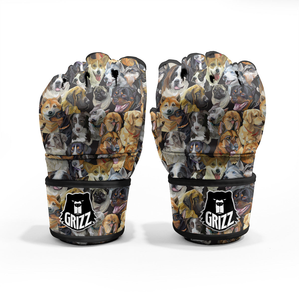 Dogs Breeds Watercolor Print Pattern MMA Gloves-grizzshop