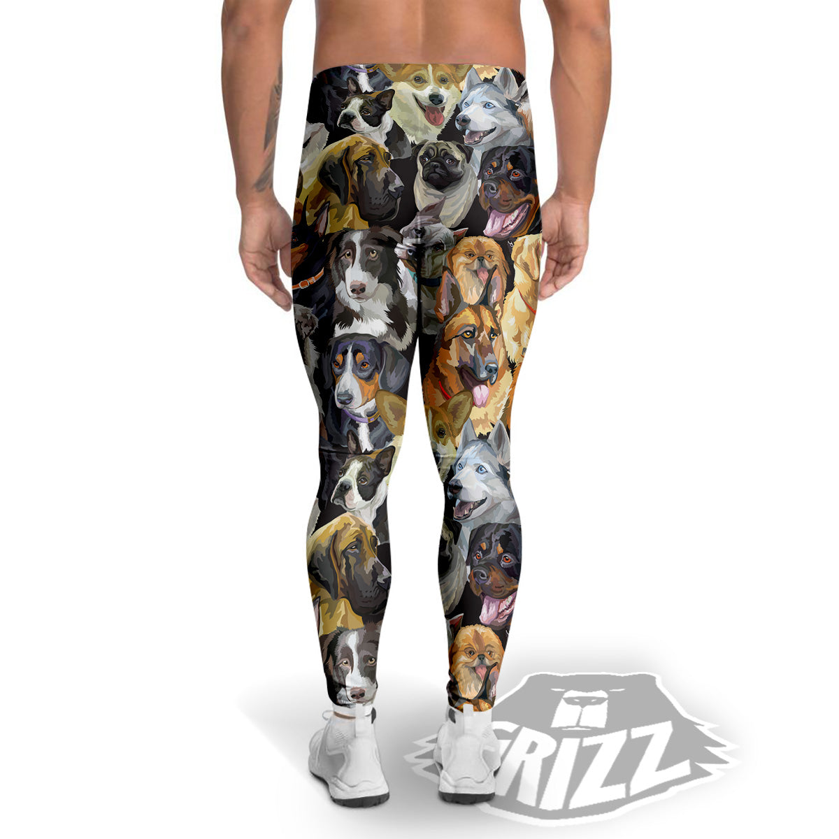 Dogs Breeds Watercolor Print Pattern Men's Leggings-grizzshop