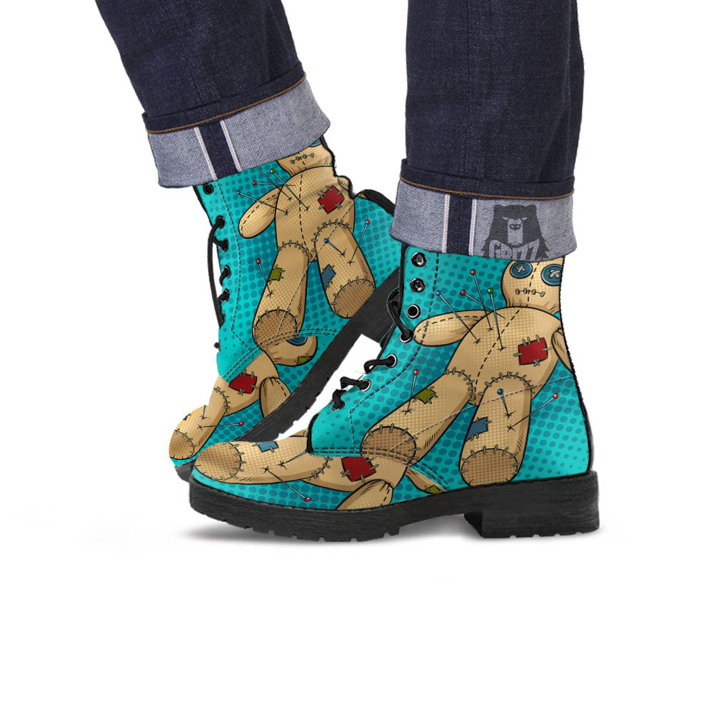 Doll Voodoo Print Leather Boots-grizzshop