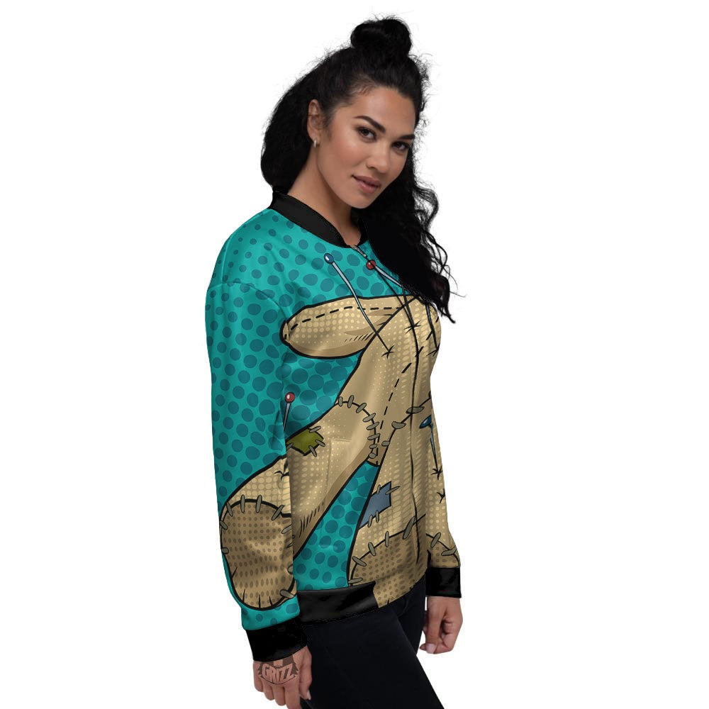 Doll Voodoo Print Women's Bomber Jacket-grizzshop
