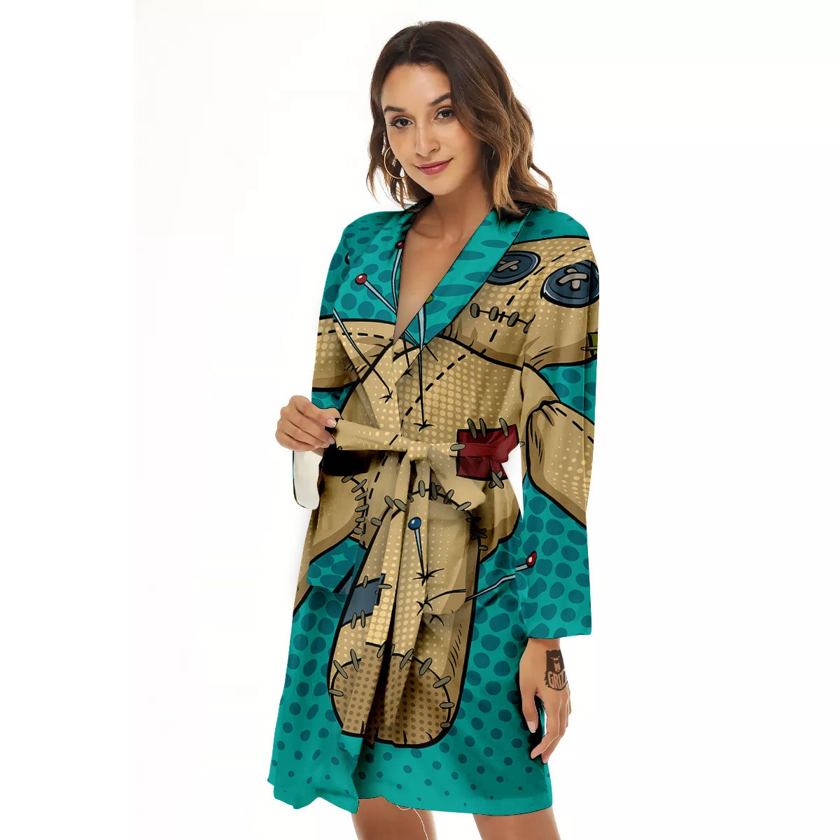 Doll Voodoo Print Women's Robe-grizzshop