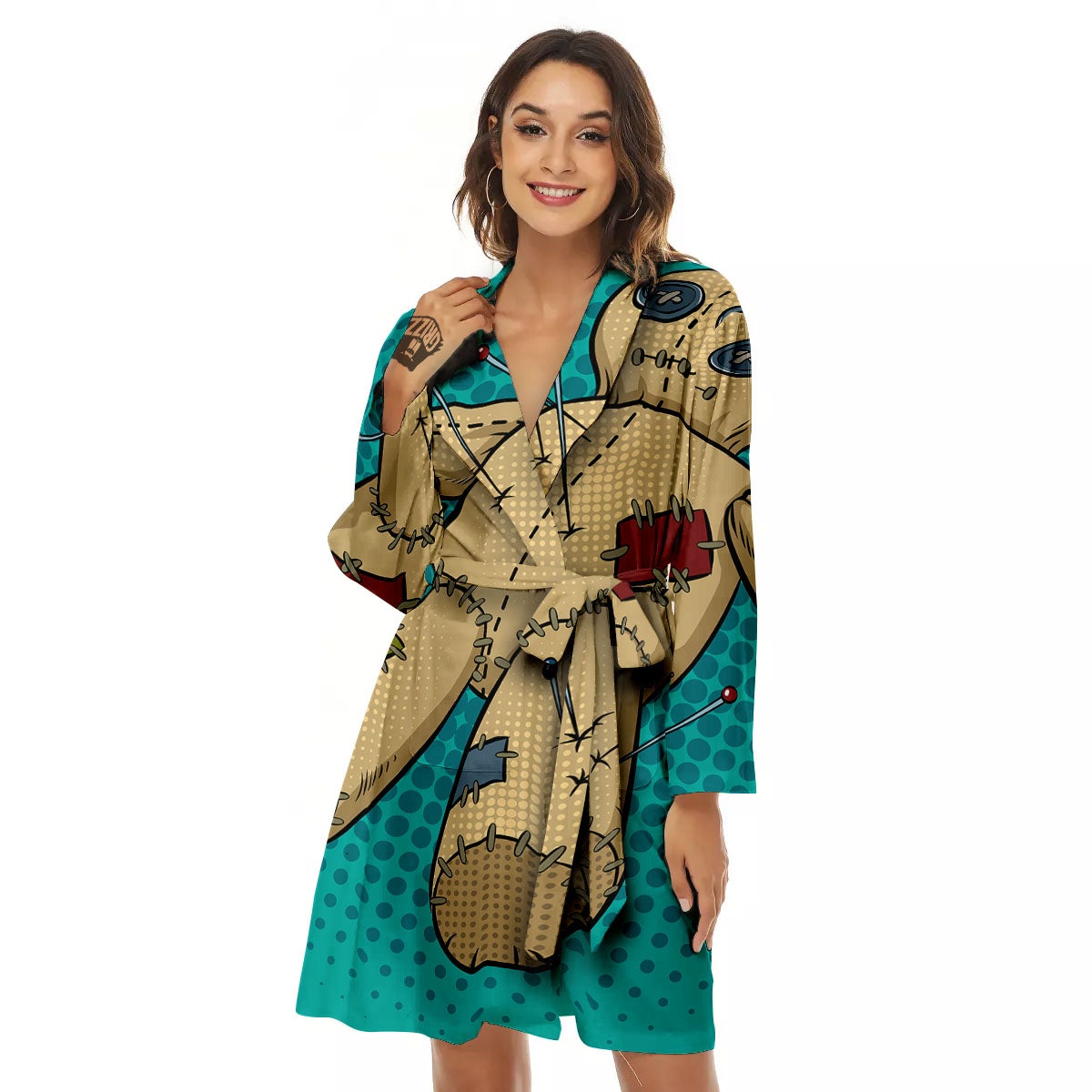 Doll Voodoo Print Women's Robe-grizzshop