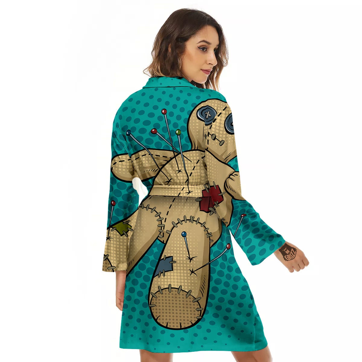 Doll Voodoo Print Women's Robe-grizzshop