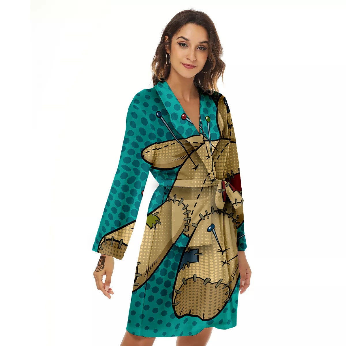Doll Voodoo Print Women's Robe-grizzshop