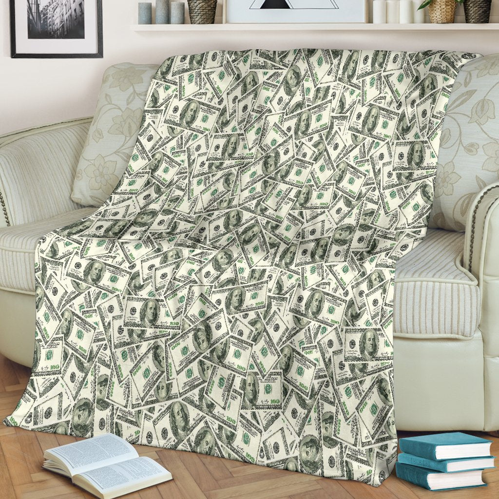 Dollar Money Pattern Print Blanket-grizzshop