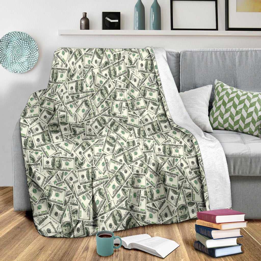 Dollar Money Pattern Print Blanket-grizzshop