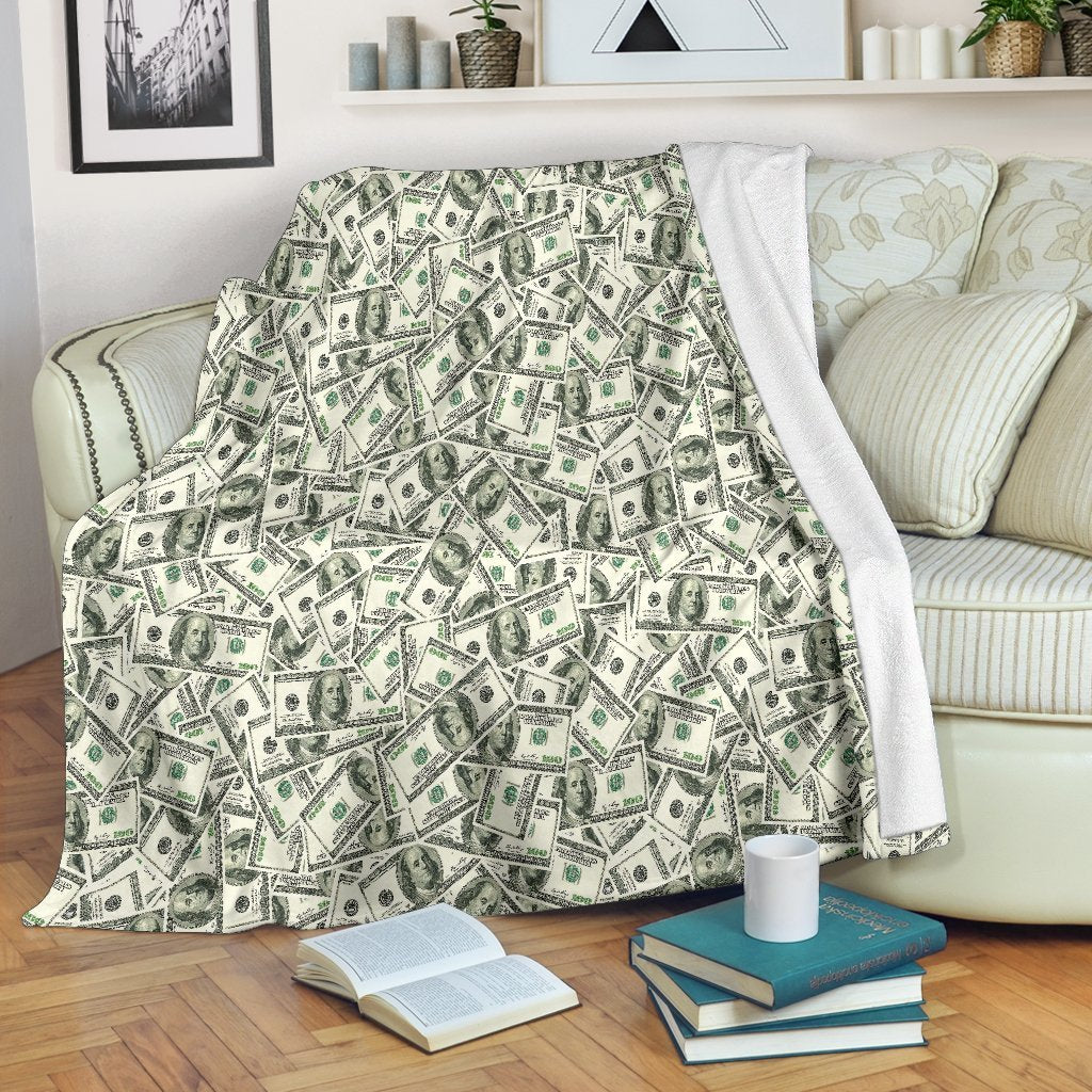 Dollar Money Pattern Print Blanket-grizzshop