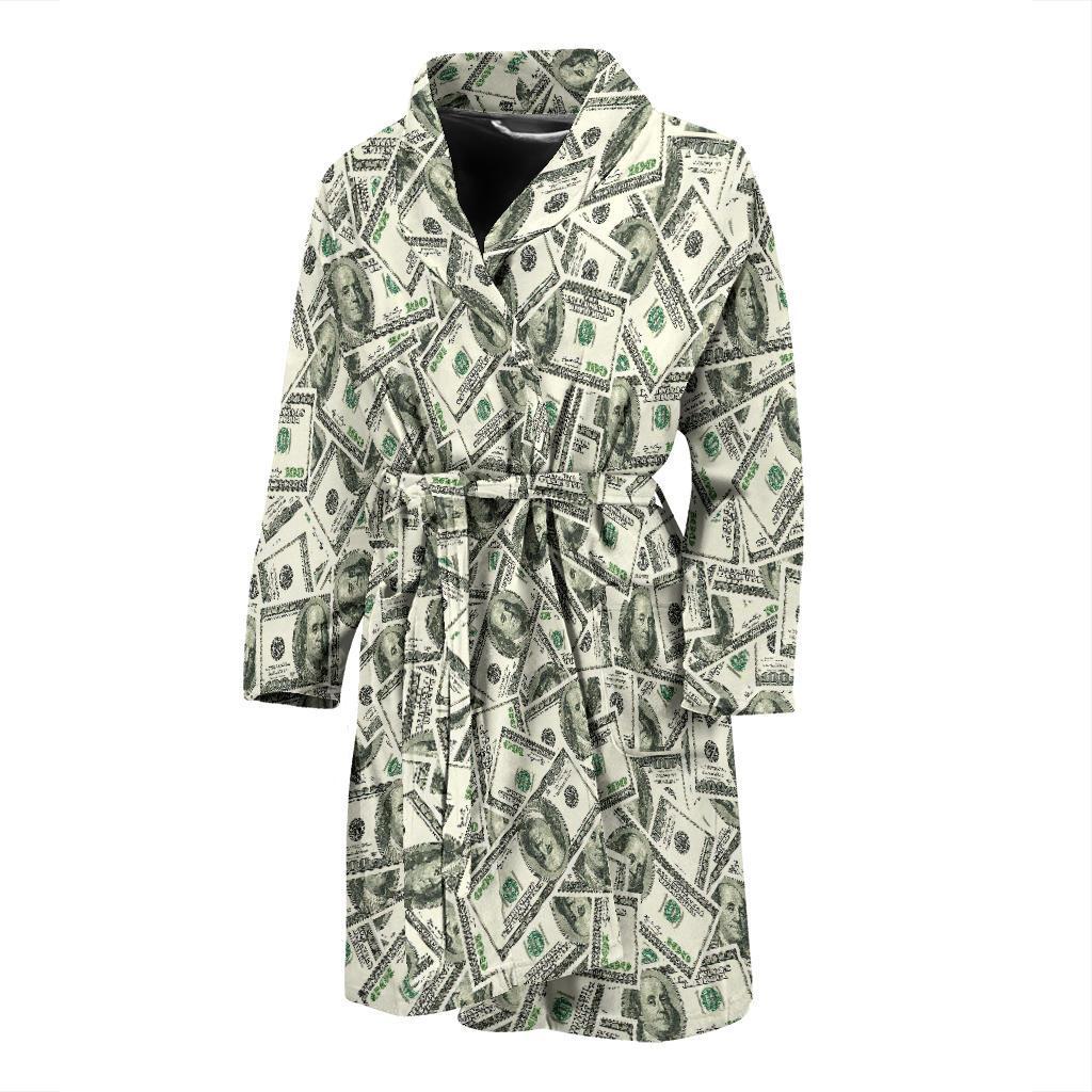 Dollar Money Pattern Print Men Long Robe-grizzshop