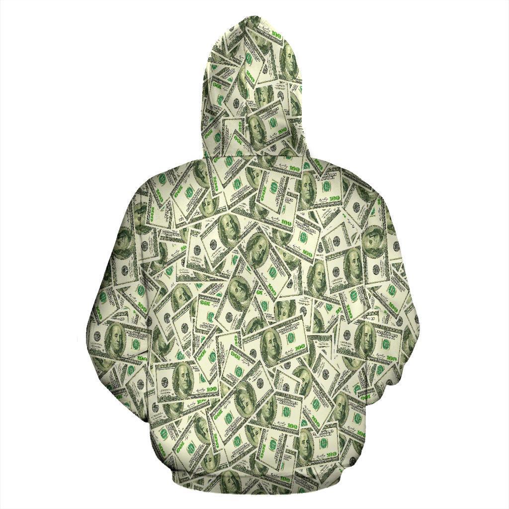 Dollar Money Pattern Print Men Women Pullover Hoodie-grizzshop