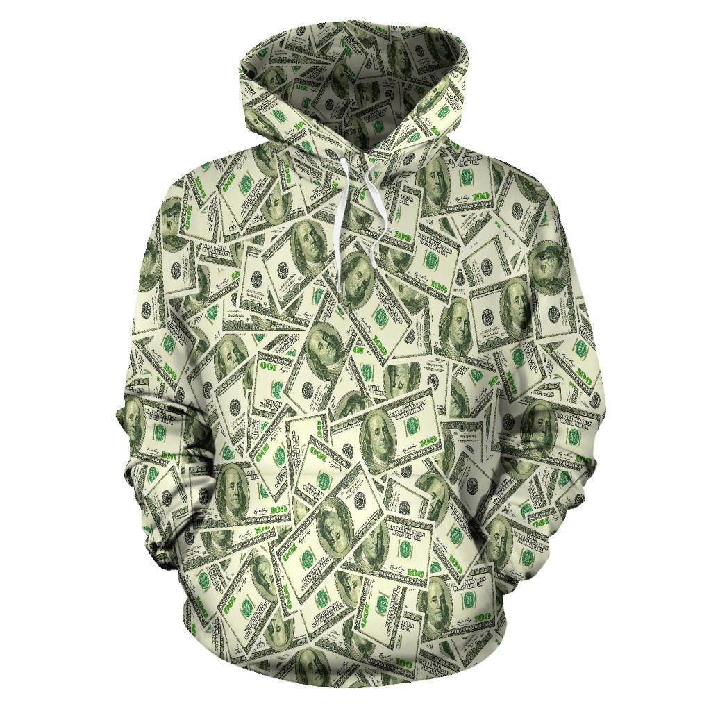 Dollar Money Pattern Print Men Women Pullover Hoodie-grizzshop