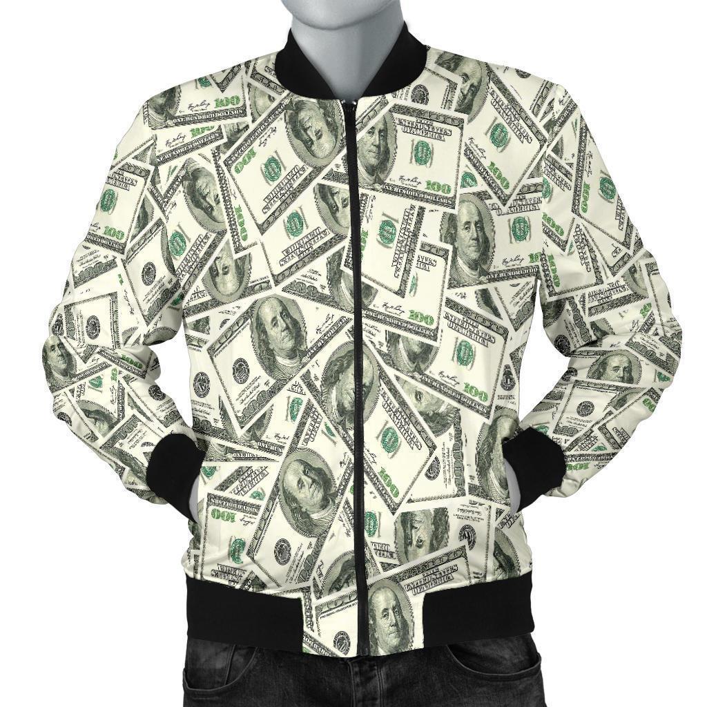 Dollar Money Pattern Print Men's Bomber Jacket-grizzshop