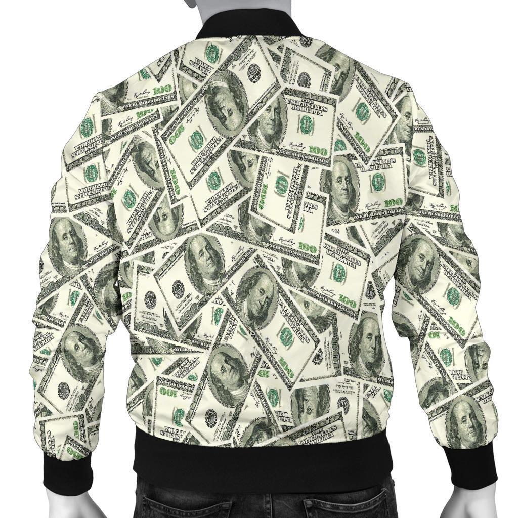 Dollar Money Pattern Print Men's Bomber Jacket-grizzshop