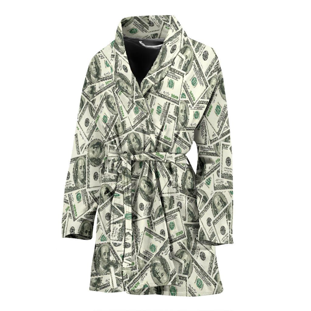Dollar Money Pattern Print Women Long Robe-grizzshop