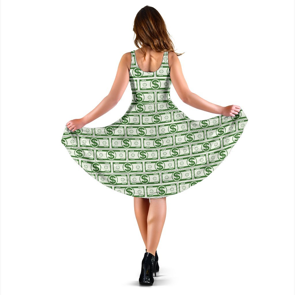 Dollar Money Print Pattern Dress-grizzshop