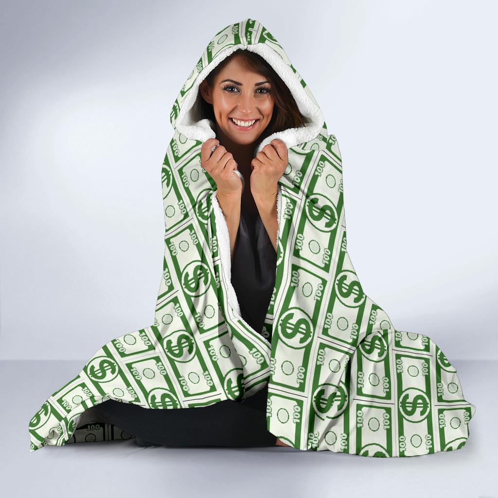 Dollar Money Print Pattern Hooded Blanket-grizzshop