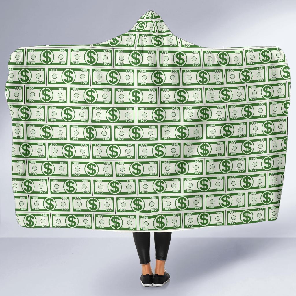 Dollar Money Print Pattern Hooded Blanket-grizzshop