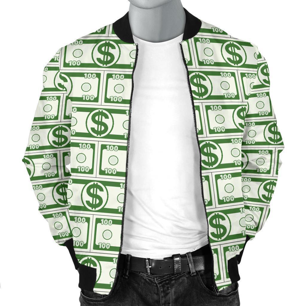 Dollar Money Print Pattern Men's Bomber Jacket-grizzshop