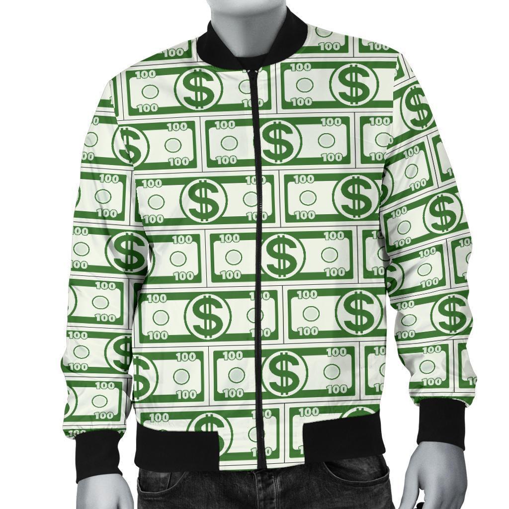 Dollar Money Print Pattern Men's Bomber Jacket-grizzshop