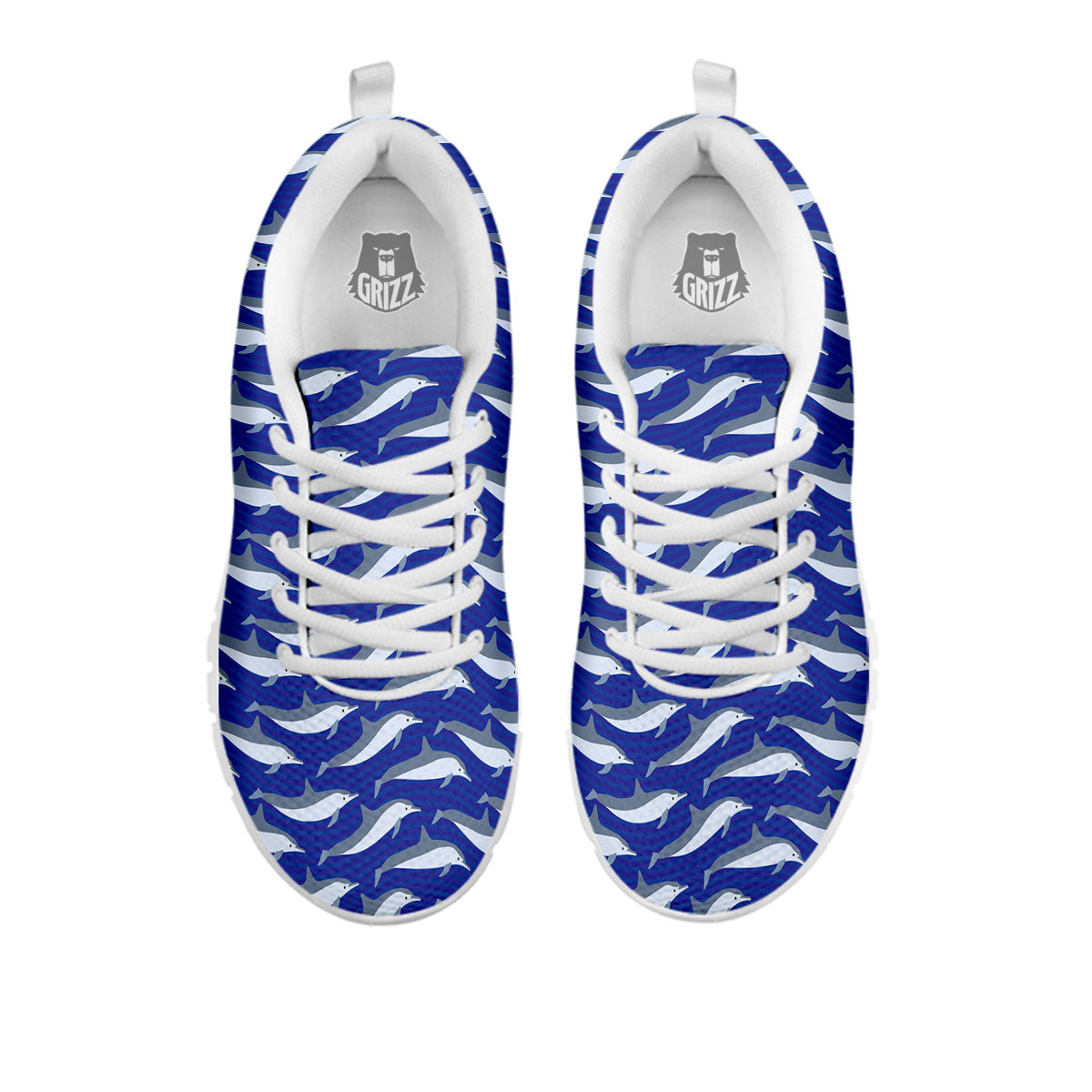 Dolphin And Waves Print Pattern White Sneaker-grizzshop
