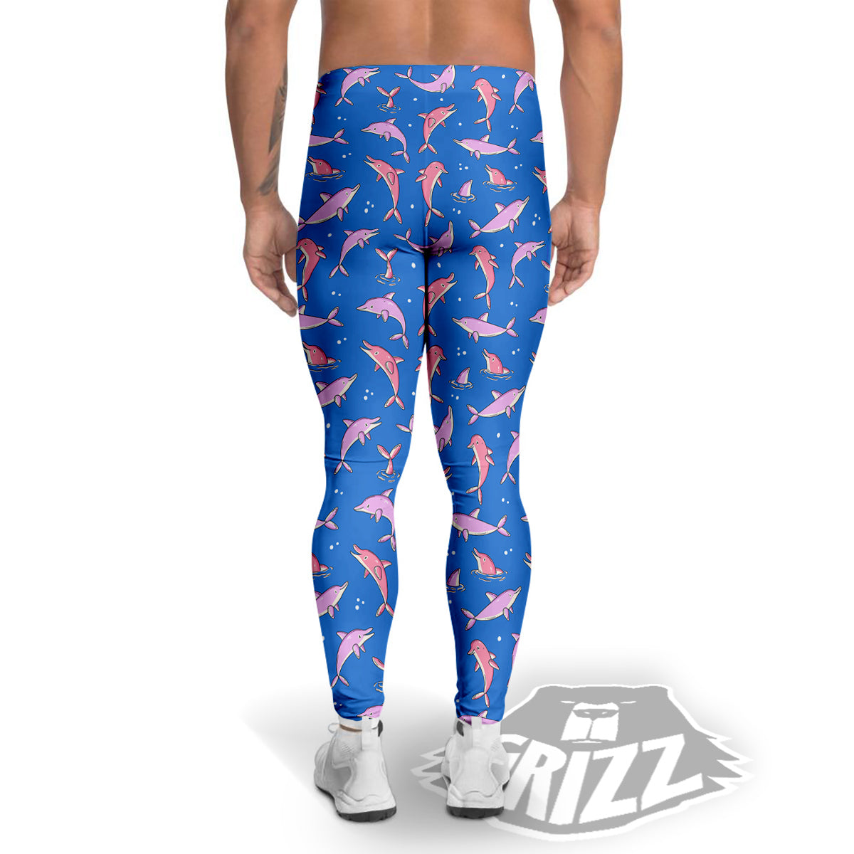 Dolphin Colorful Print Pattern Men's Leggings-grizzshop