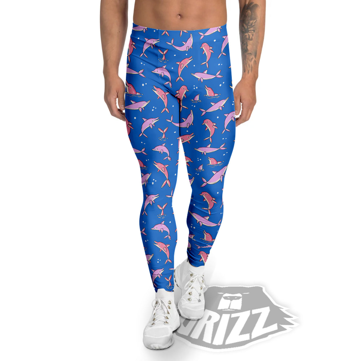 Dolphin Colorful Print Pattern Men's Leggings-grizzshop