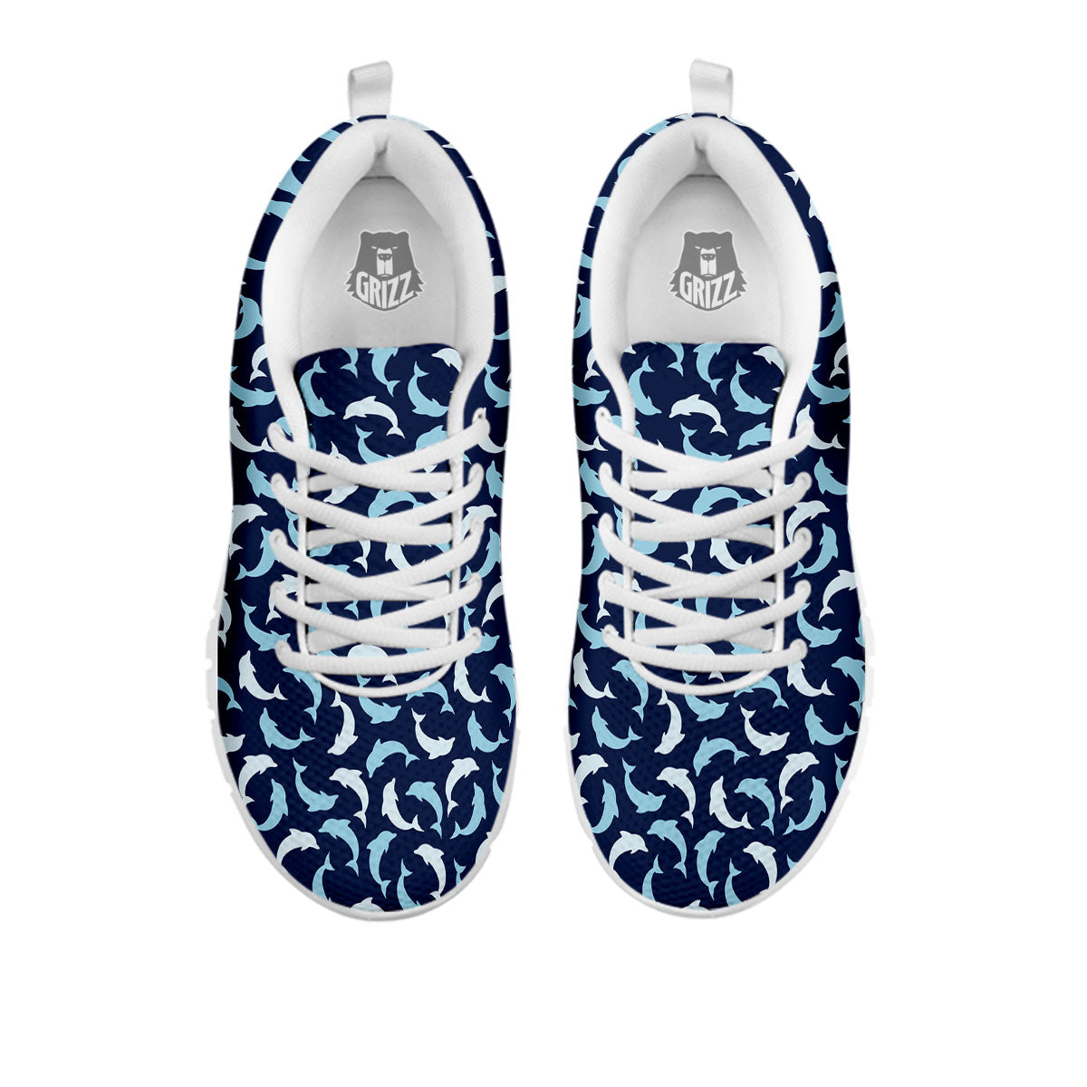 Dolphin Dark Blue Print Pattern White Sneaker-grizzshop
