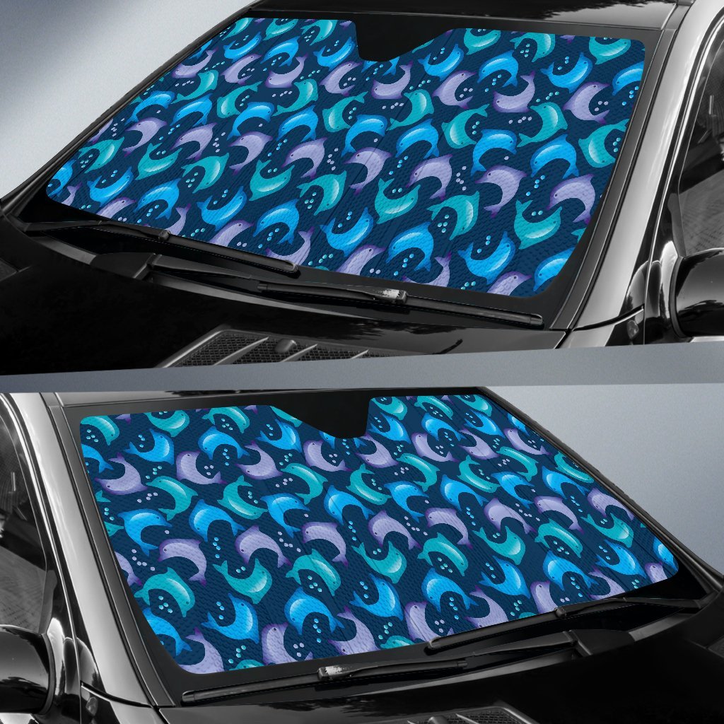 Dolphin Pattern Print Car Sun Shade-grizzshop