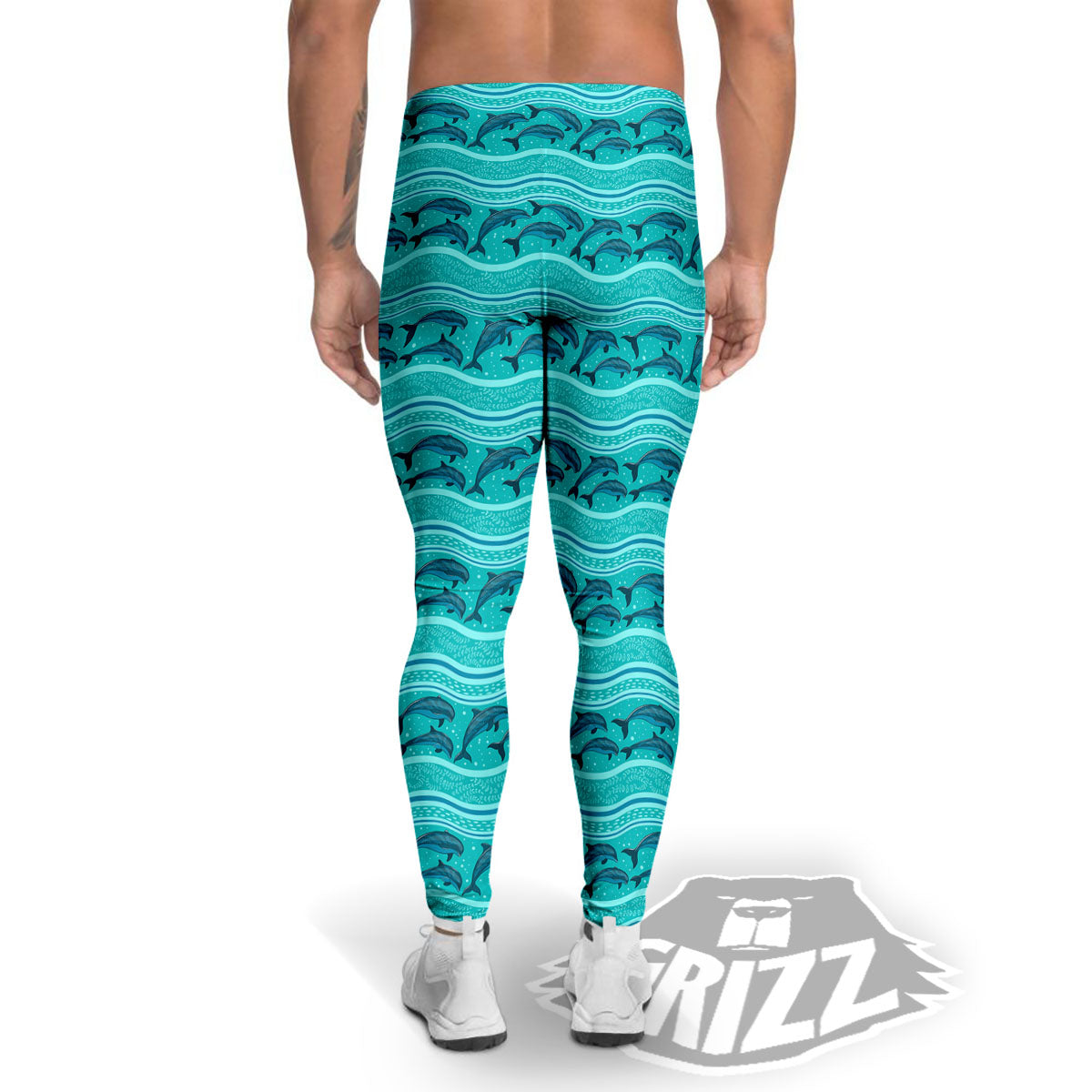 Dolphins In Ocean Print Pattern Men's Leggings-grizzshop