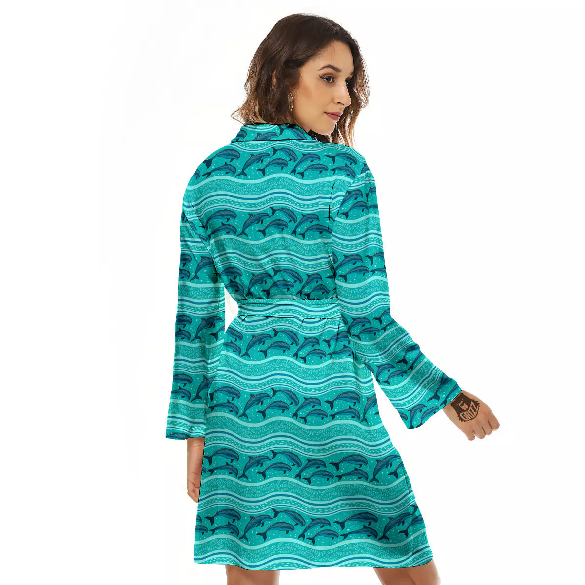 Dolphins In Ocean Print Pattern Women's Robe-grizzshop