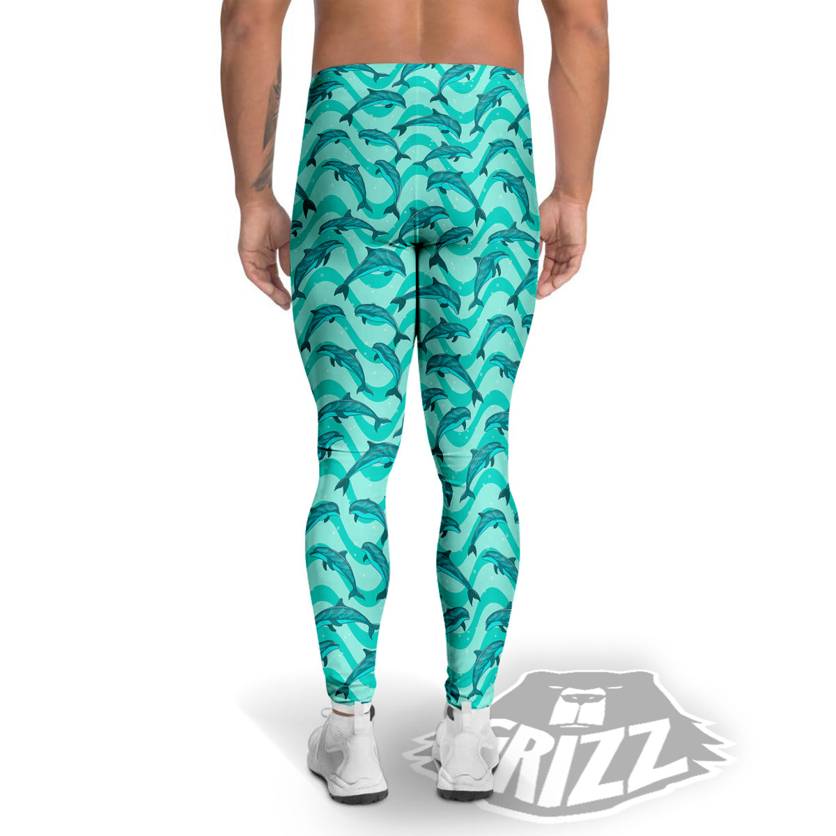 Dolphins In The Ocean Cute Print Pattern Men's Leggings-grizzshop