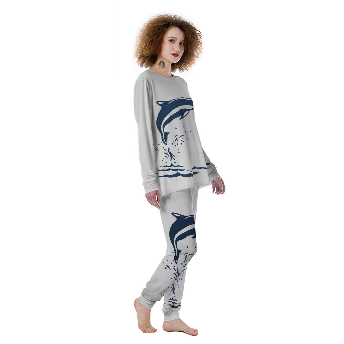 Dolphins Jump On Waves Print Women's Pajamas-grizzshop
