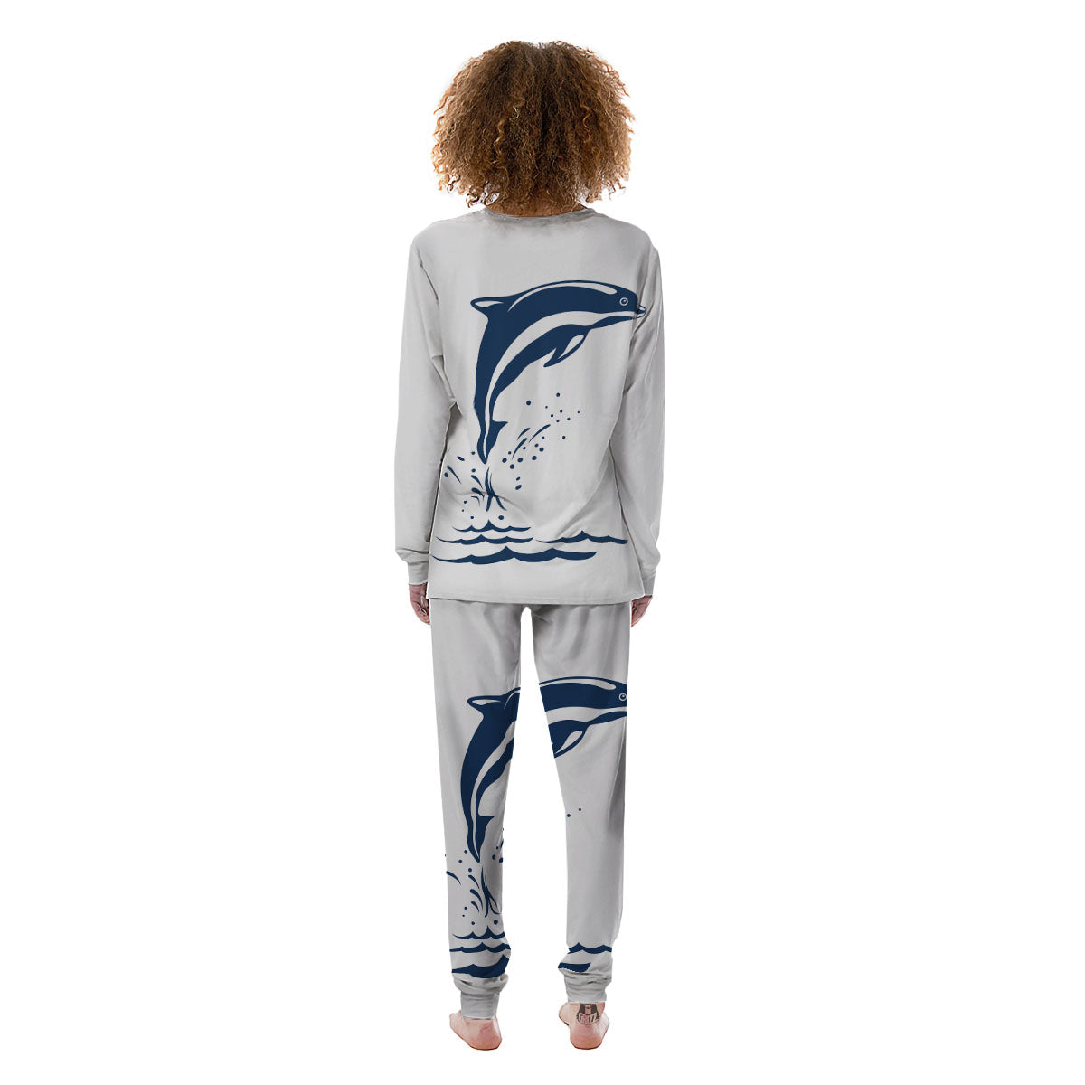 Dolphins Jump On Waves Print Women's Pajamas-grizzshop