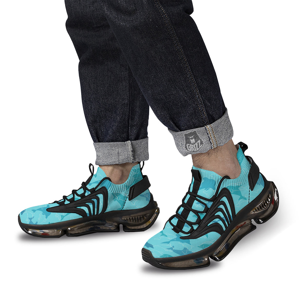 Dolphins Vintage Print Pattern Black Gym Shoes-grizzshop