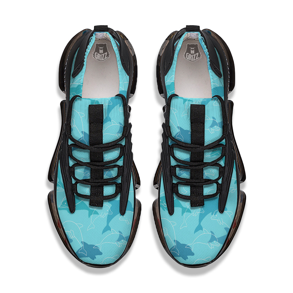 Dolphins Vintage Print Pattern Black Gym Shoes-grizzshop
