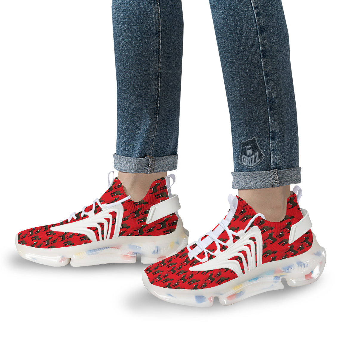 Donkey Balearic Cartoon Print Pattern White Gym Shoes-grizzshop