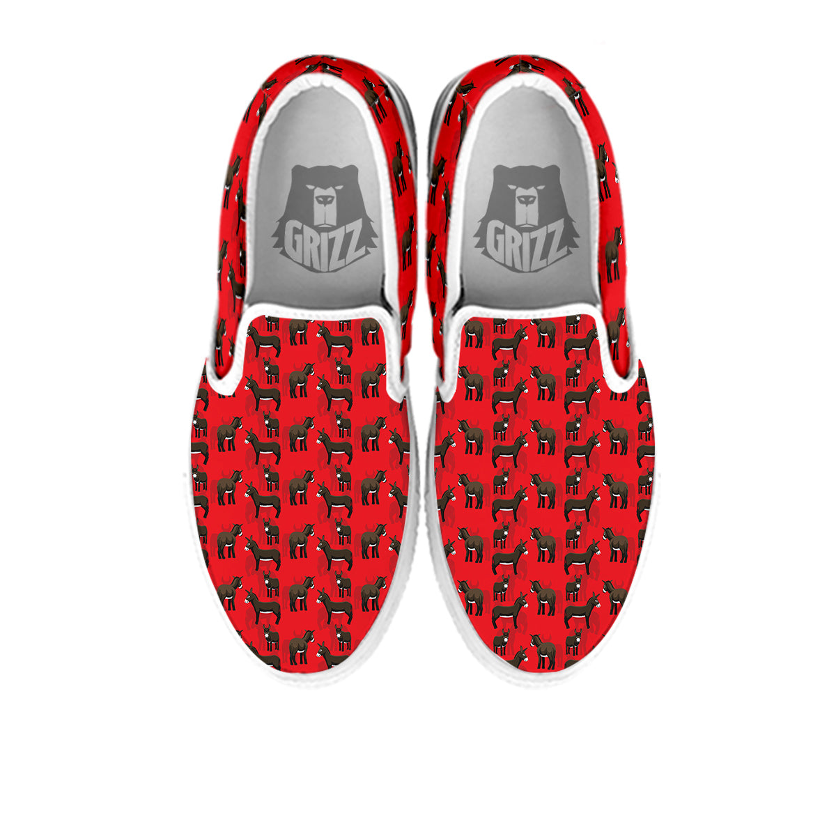 Donkey Balearic Cartoon Print Pattern White Slip On Shoes-grizzshop