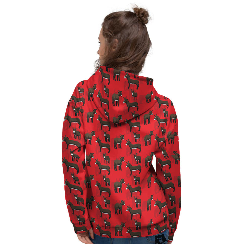 Donkey Balearic Cartoon Print Pattern Women's Hoodie-grizzshop