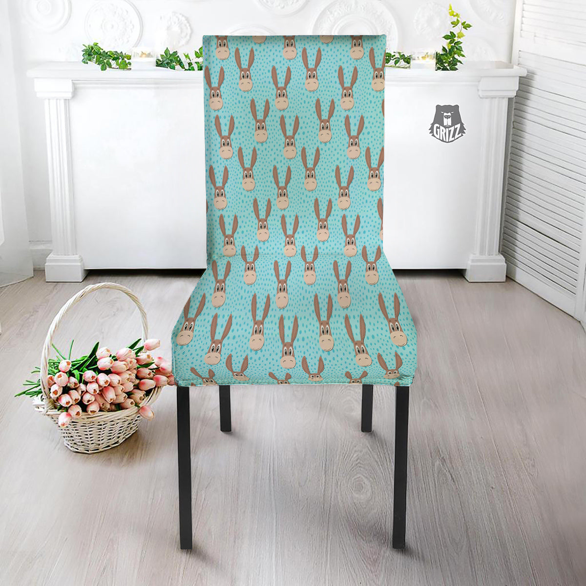 Donkey Cute Cartoon Print Pattern Dining Chair Slipcover-grizzshop