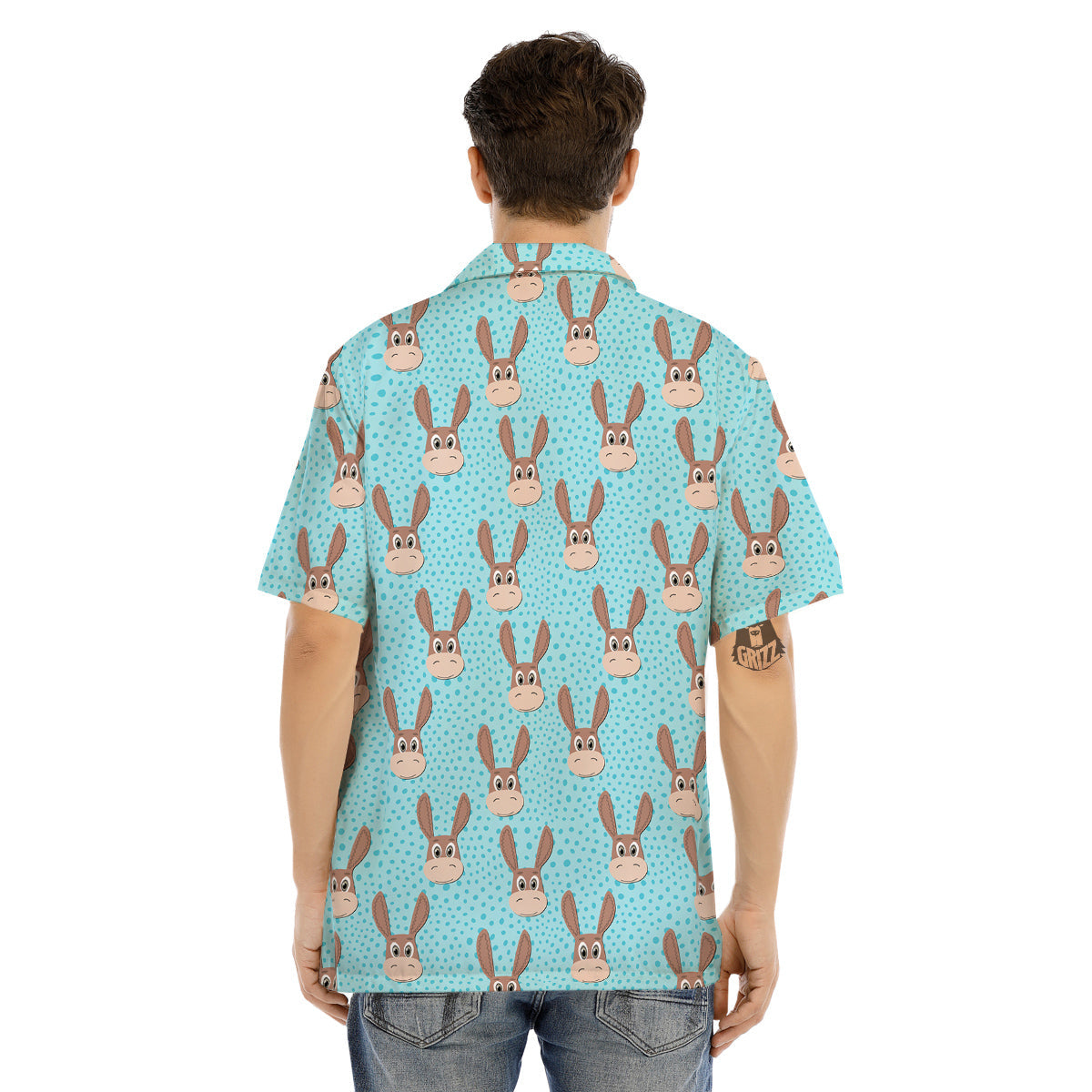 Donkey Cute Cartoon Print Pattern Men's Hawaiian Shirt-grizzshop