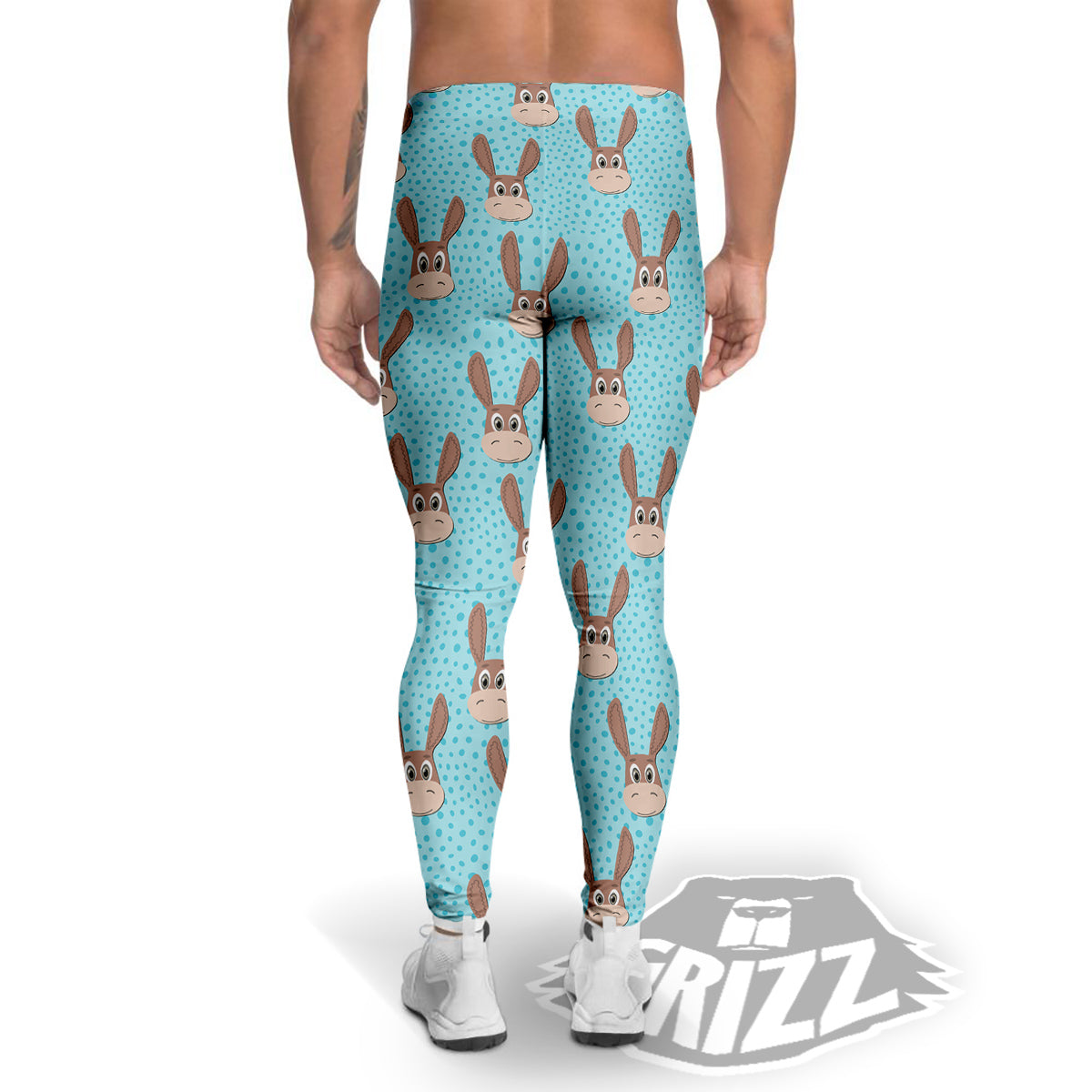 Donkey Cute Cartoon Print Pattern Men's Leggings-grizzshop