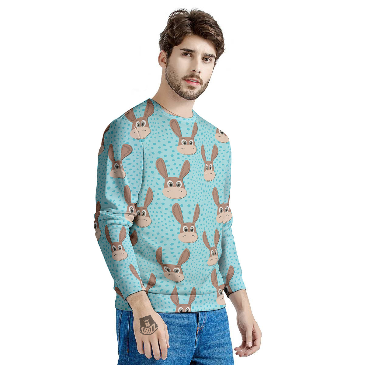 Donkey Cute Cartoon Print Pattern Men's Sweatshirt-grizzshop