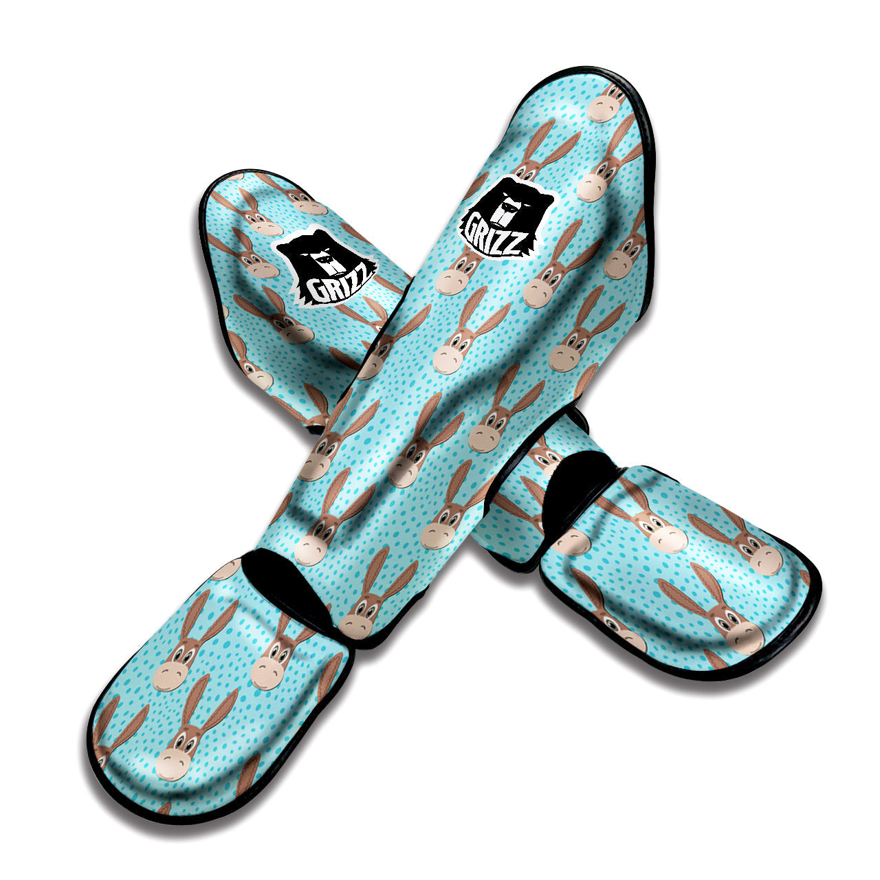 Donkey Cute Cartoon Print Pattern Muay Thai Shin Guards-grizzshop
