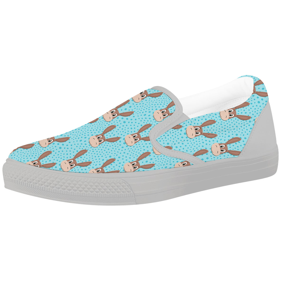 Donkey Cute Cartoon Print Pattern White Slip On Shoes-grizzshop