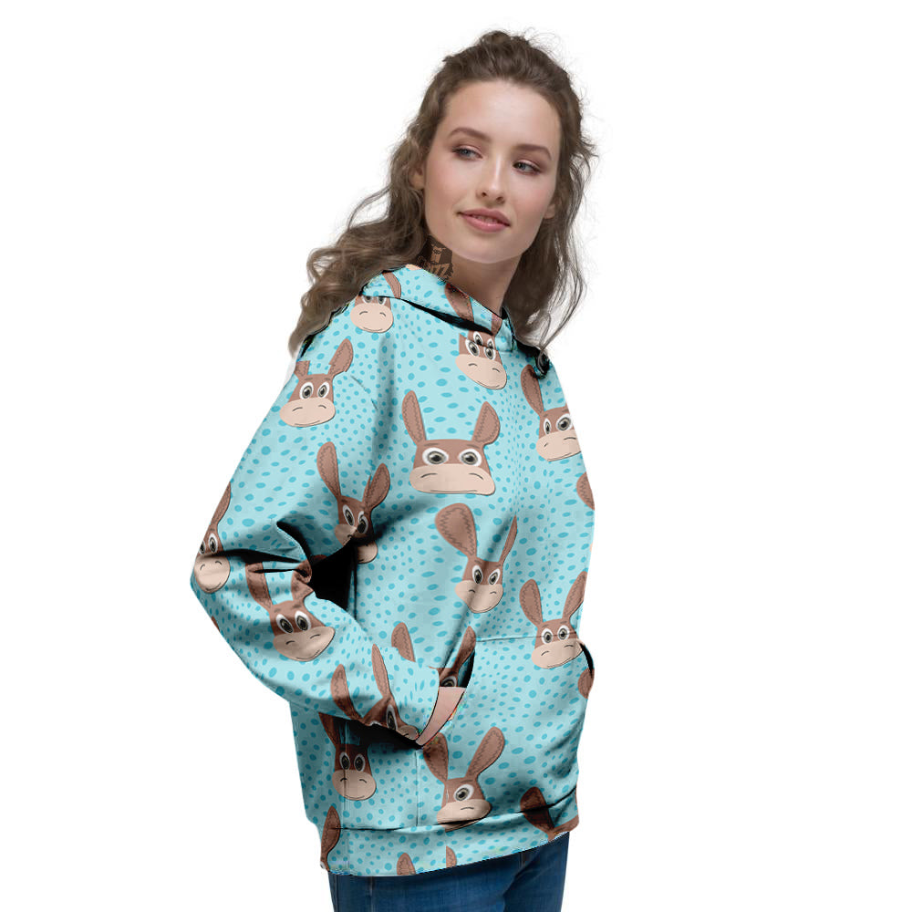 Donkey Cute Cartoon Print Pattern Women's Hoodie-grizzshop