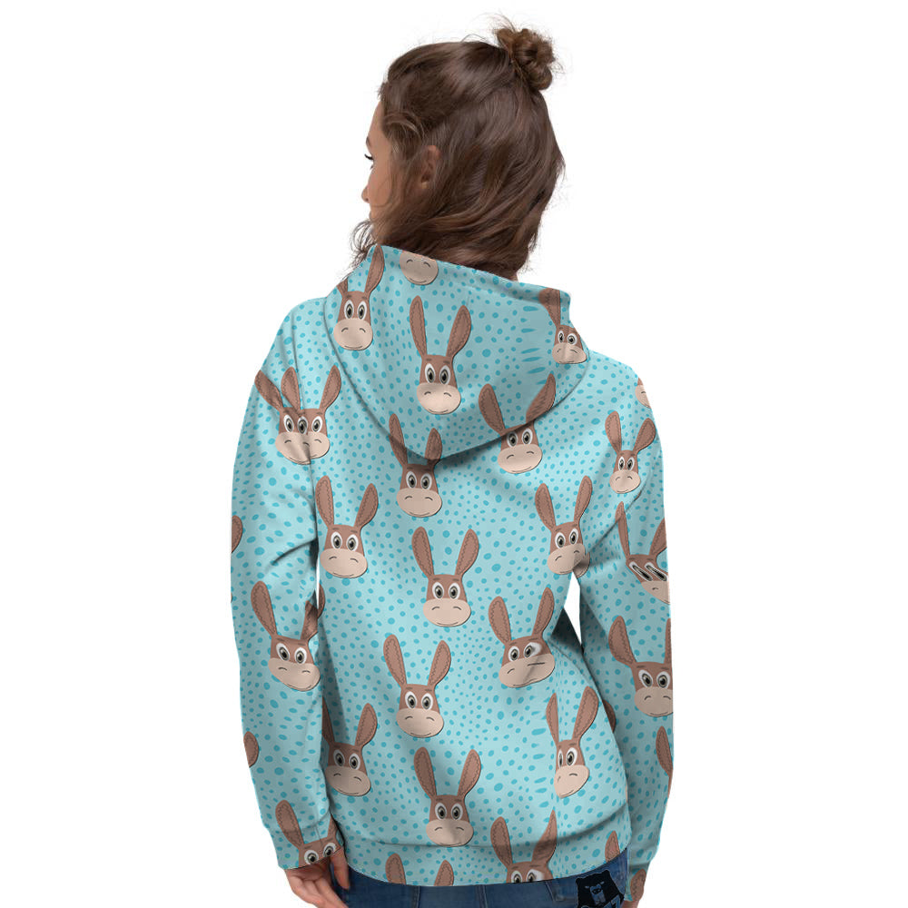 Donkey Cute Cartoon Print Pattern Women's Hoodie-grizzshop
